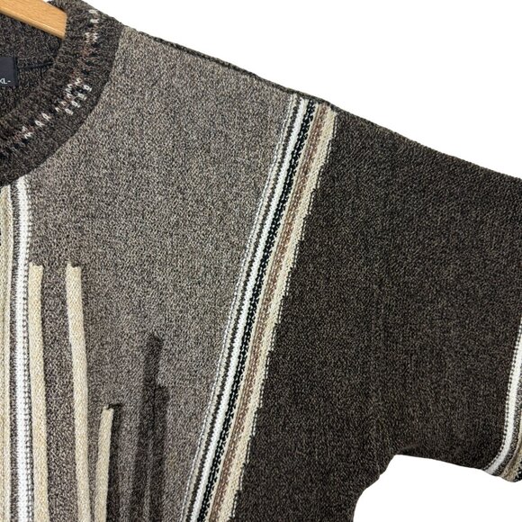 Vtg Protege Collection 3D Knit Pullover Sweater XL Textured Stripes Neutral USA - Picture 5 of 11